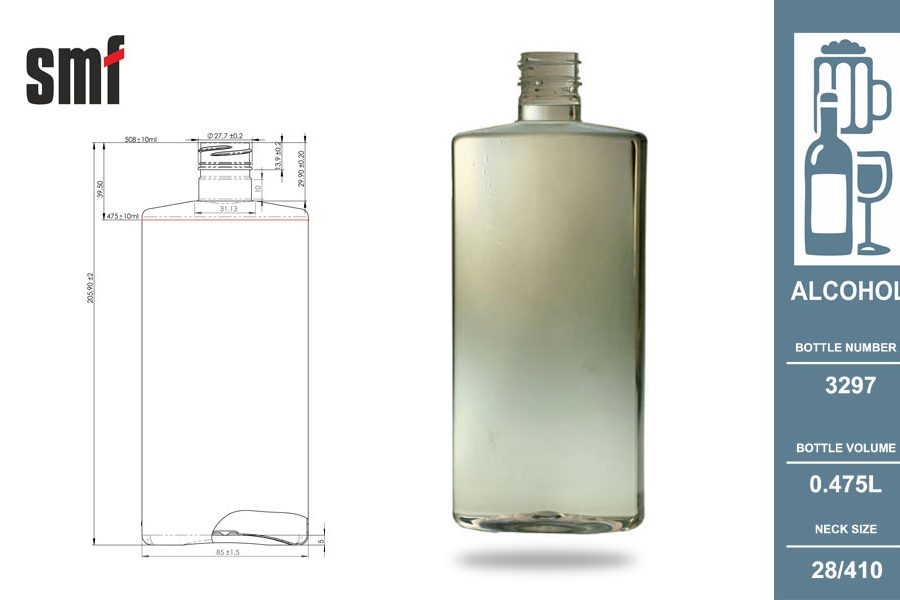 Alcohol bottle No. 3297, volume 0.475l