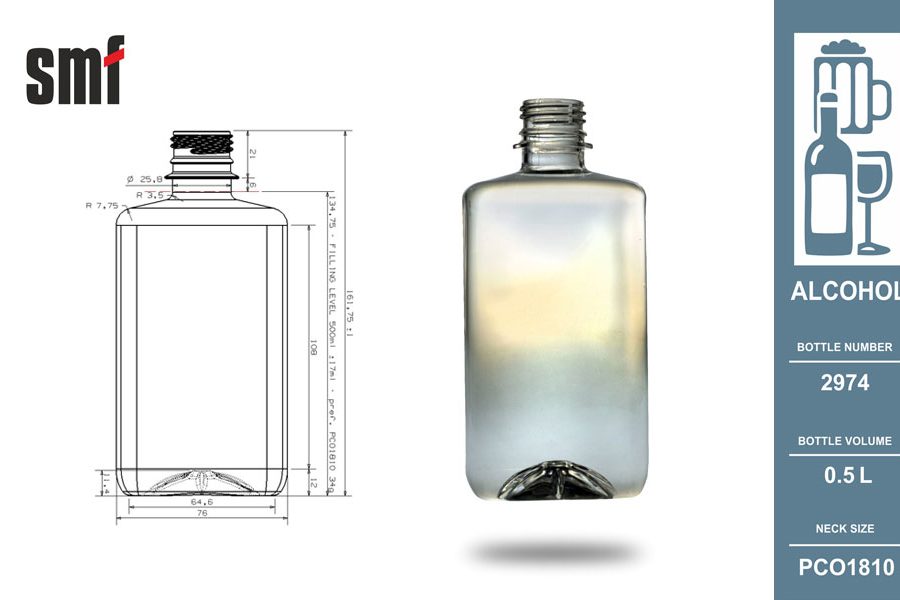 Alcohol bottle No. 2974, volume 0.5l