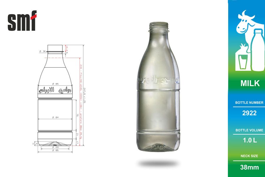 Milk bottle No. 2922, volume 1.0l