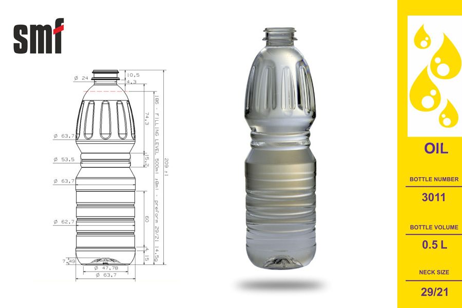 Oil bottle No. 3011, volume 0.5l